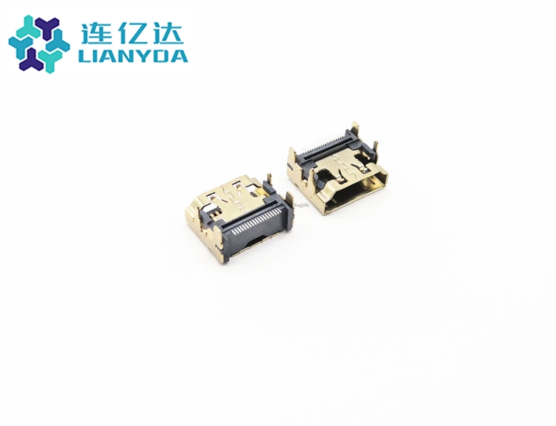 HDMI 19P 四脚插端子SMT 镀金