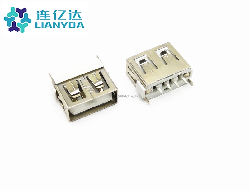 黄南USB 2.0 AF  短体直插L=10.0 边插