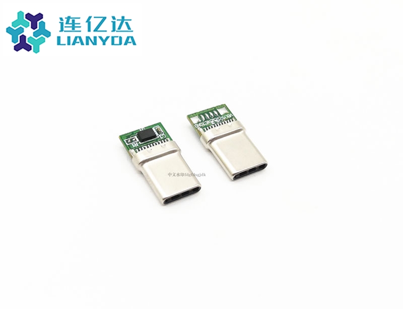 安阳type-C公头BB12442C C1M拉伸珍珠镍端子C7025镀金3U 黑胶2.0 C-C IC=VF152 C1=10nf R1=0K  6PAD